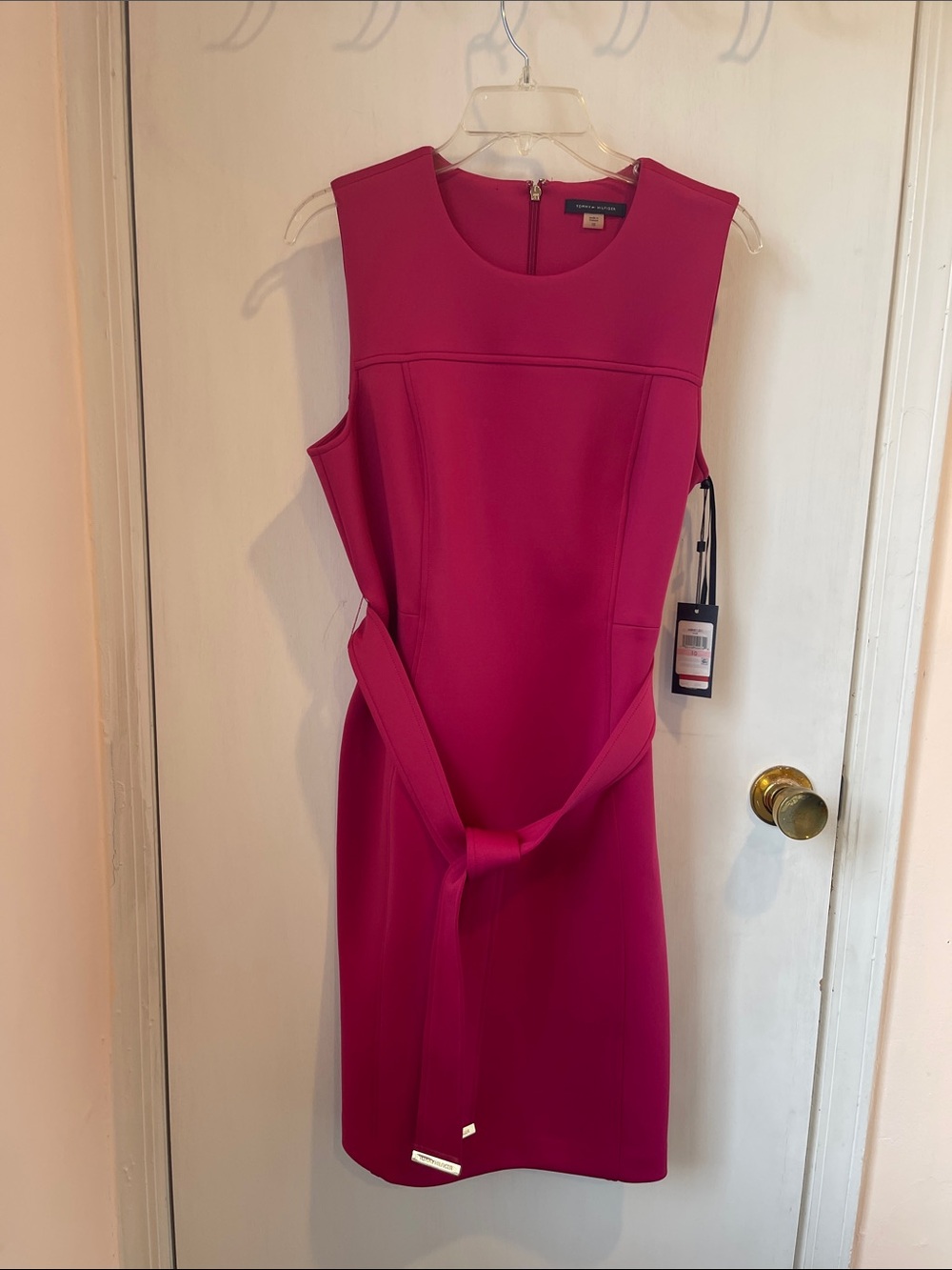 NWT Tommy Hilfiger Bright Fuchsia Sleeveless Midi Sheath Dress size 10